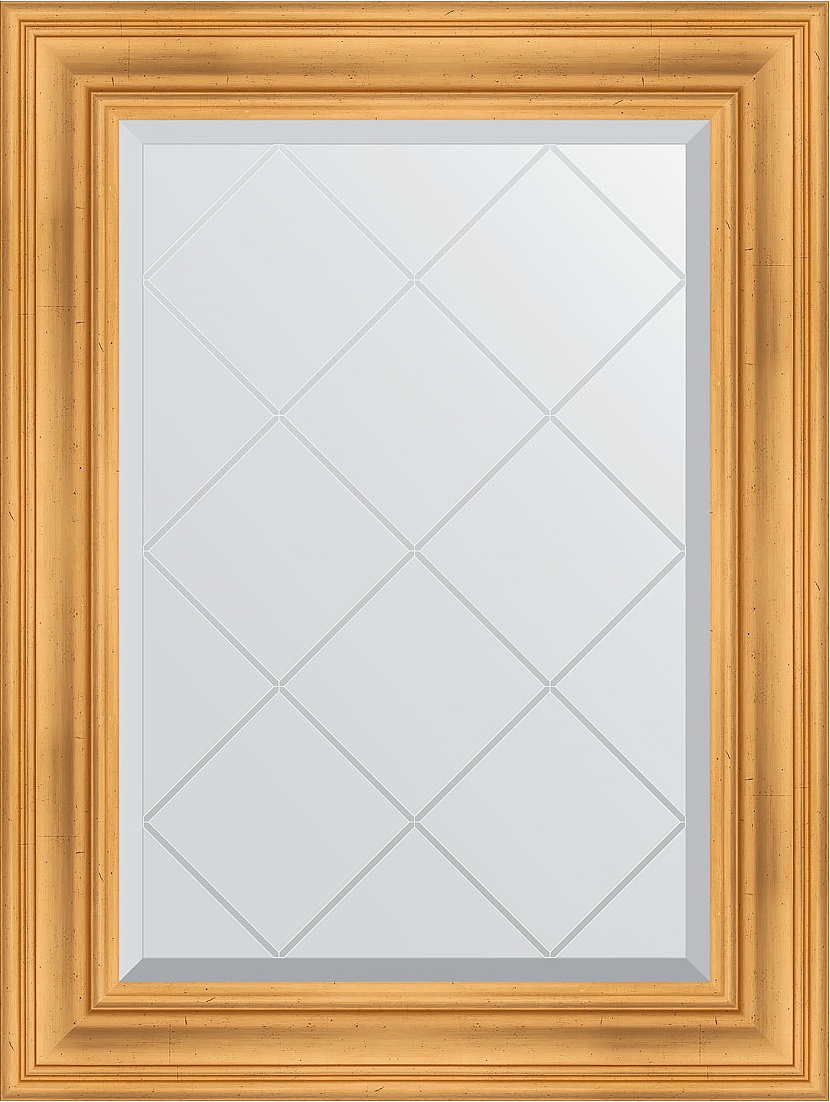 BY 4116 Зеркало с гравировкой в багетной раме - травленое золото 99 mm EVOFORM Exclusive-G