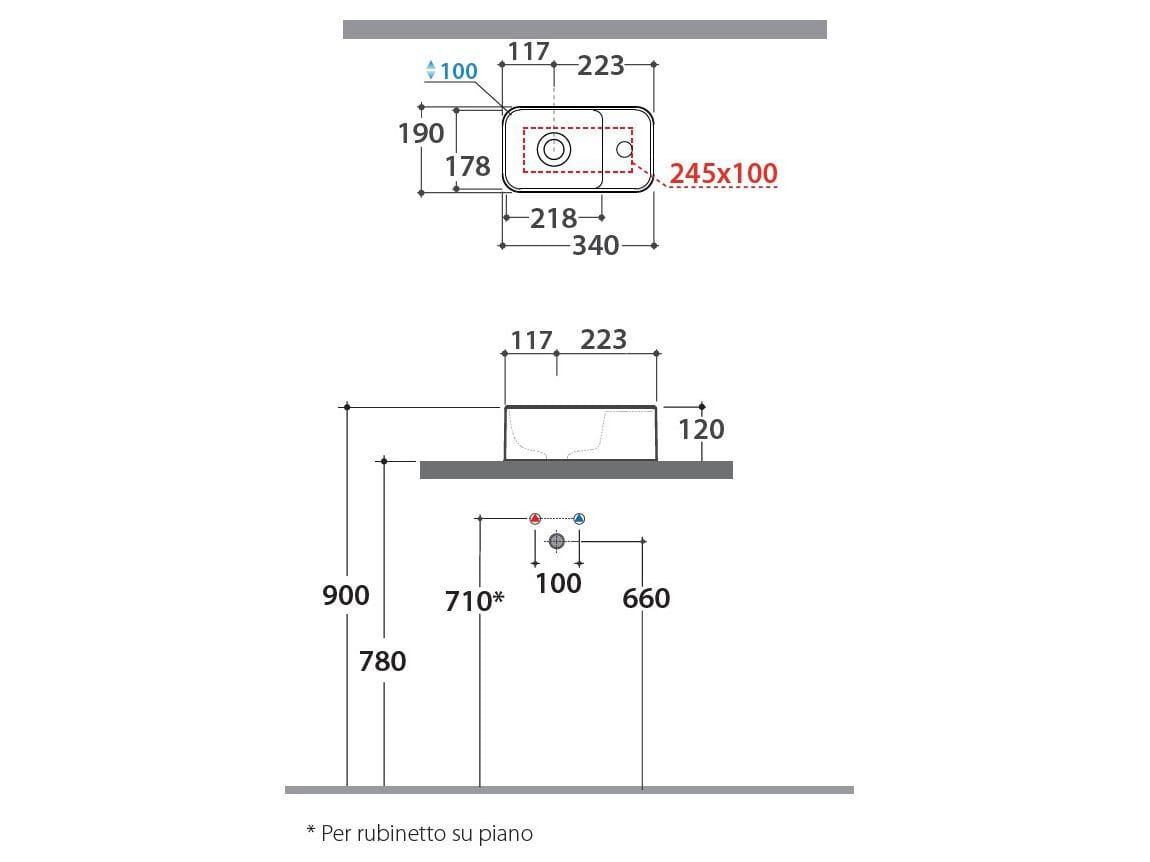 Прямоугольная керамическая столешница для мытья рук Ceramica Globo разнорабочие ARCH-00045373 - Вид №1