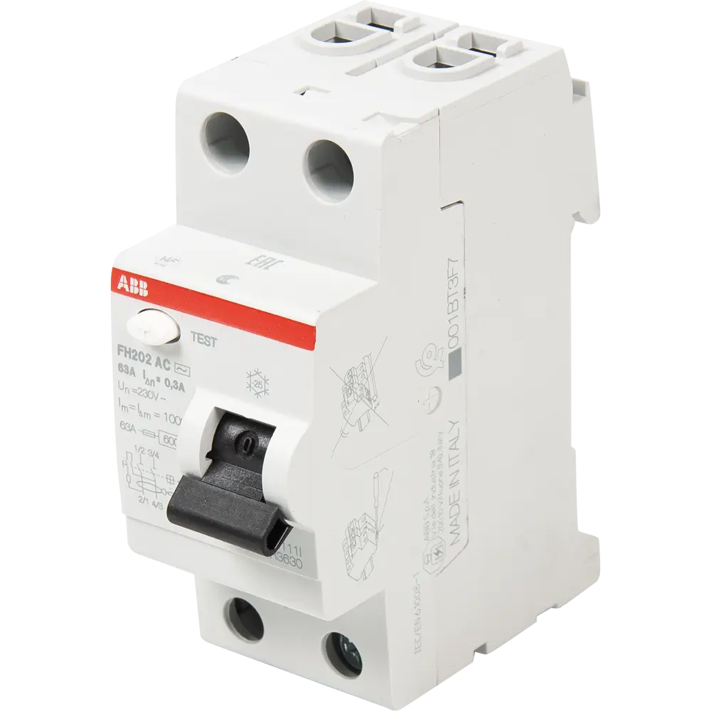 УЗО ABB FH202 1P N 63 A 300 мА 6 кА AC 2CSF202003R3630 STLM-2060265