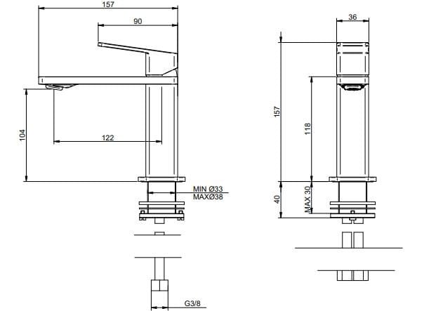 Смеситель для раковины из латуни с одним отверстием Rubinetterie Treemme PA36 ARCH-00130147 - Вид №2