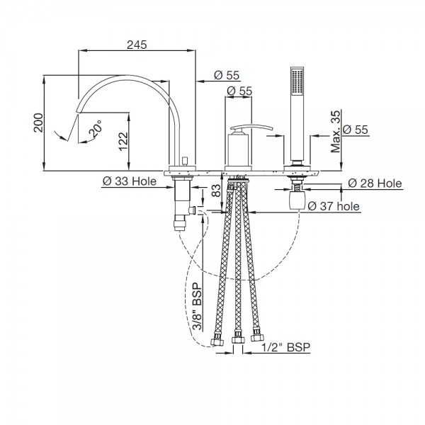 SIG-CHR-41277 Смеситель на 3 отверстия Artize Signac Хром  - Вид №1