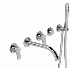 ABOUTWATER Настенный комплект для ванны с 5 отверстиями и ручным душем Al/23