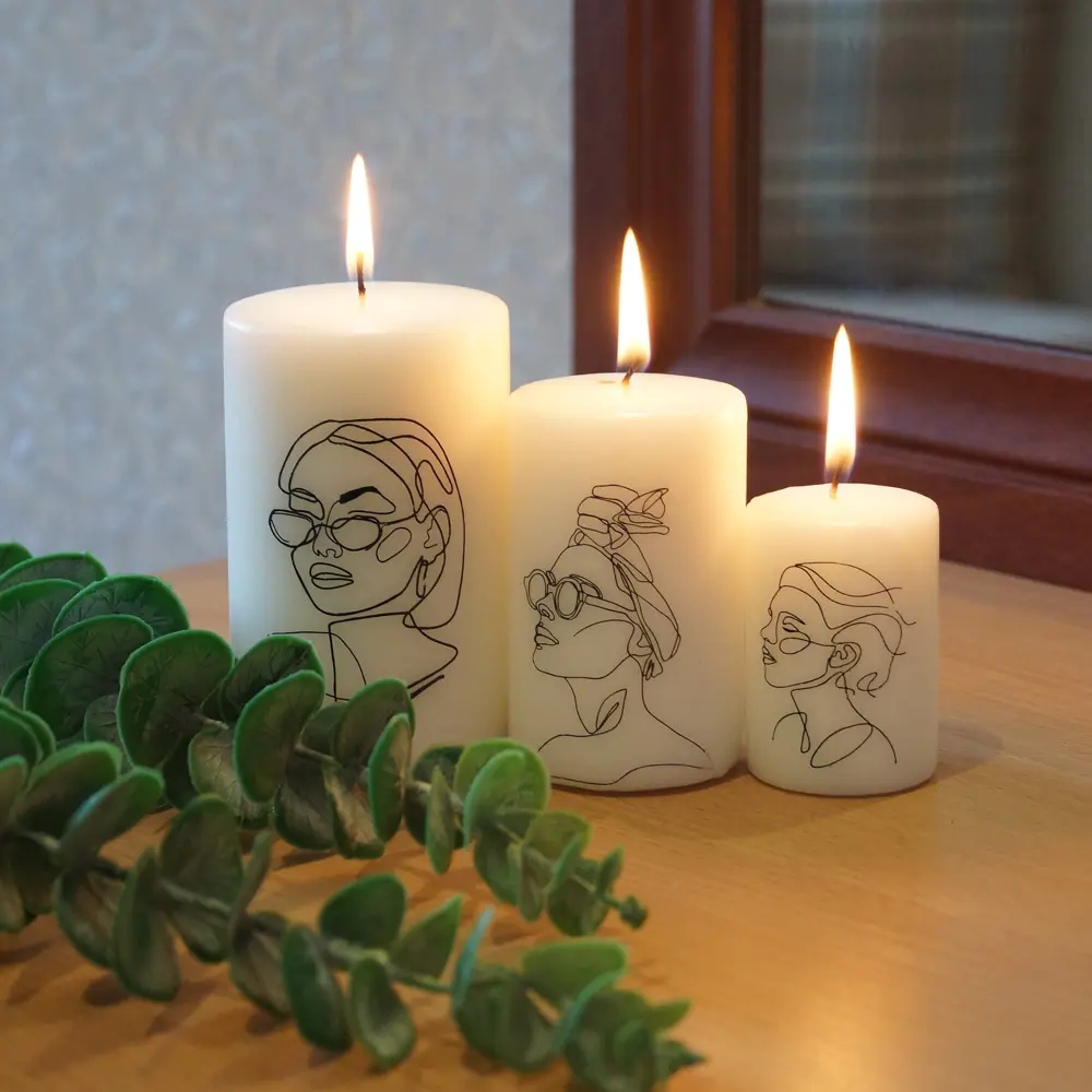 Набор свечей-столбик белый 10 см 3 шт EVIS STLM-2186189 - Вид №4