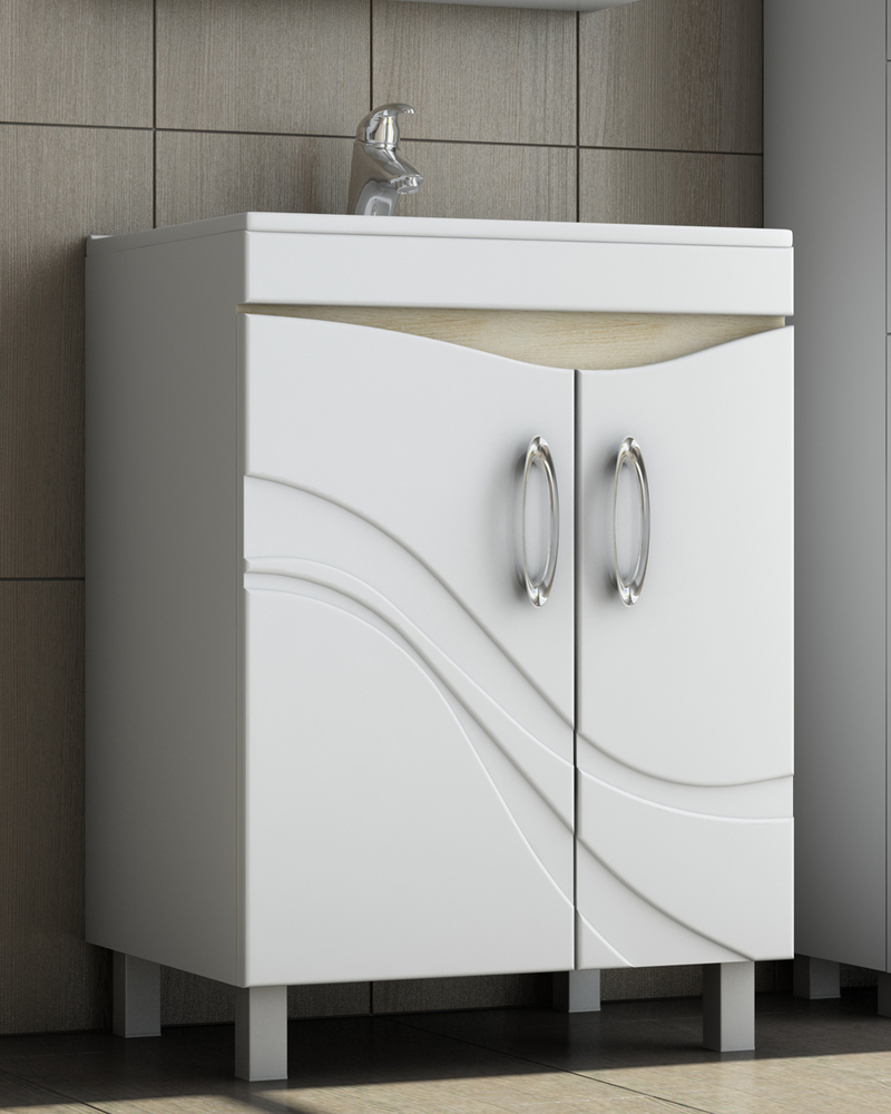 Тумба с раковиной Mirella 600 (Калипсо)600⨉460⨉830 мм белый Santreyd sun-id-665202 - Вид №1