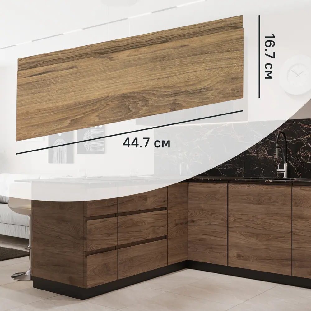 Фасад выдвижного ящика Токио 44.7x16.7 см KONSENSA ЛДСП цвет темное дерево Токио темное дерево STLM-2089589