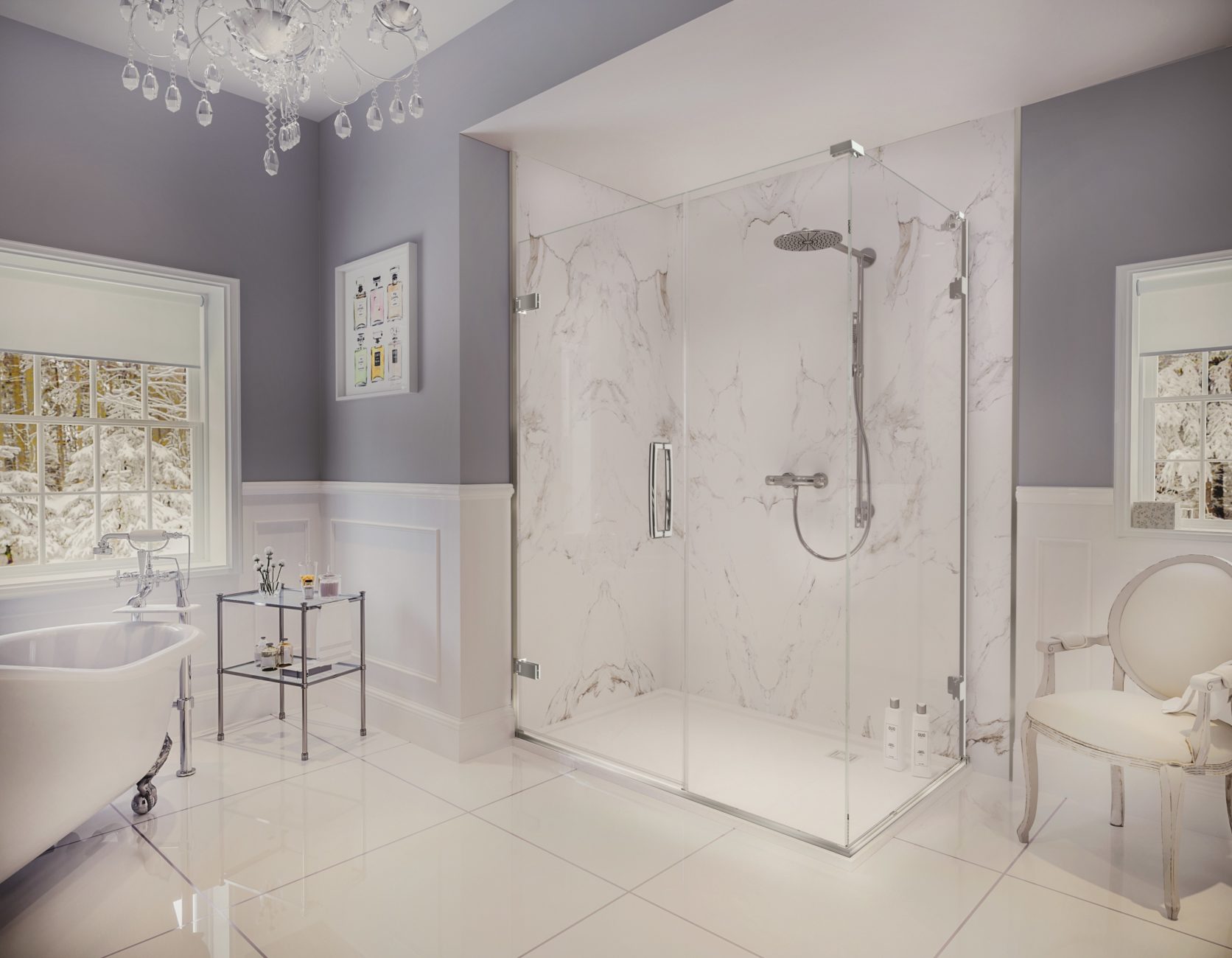 Дверь душевая для установки с боковой панелью GHH1500H L or R Merlyn Arysto Хромированный 