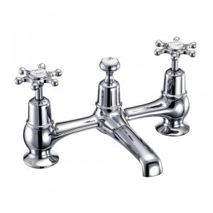 Burlington Смеситель для раковины Birkenhead с 2 отверстиями и поворотным изливом с белым акцентом BI10
