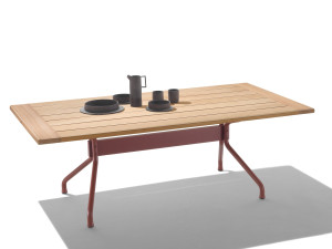 Садовый стол из нержавеющей стали и столешница iroko