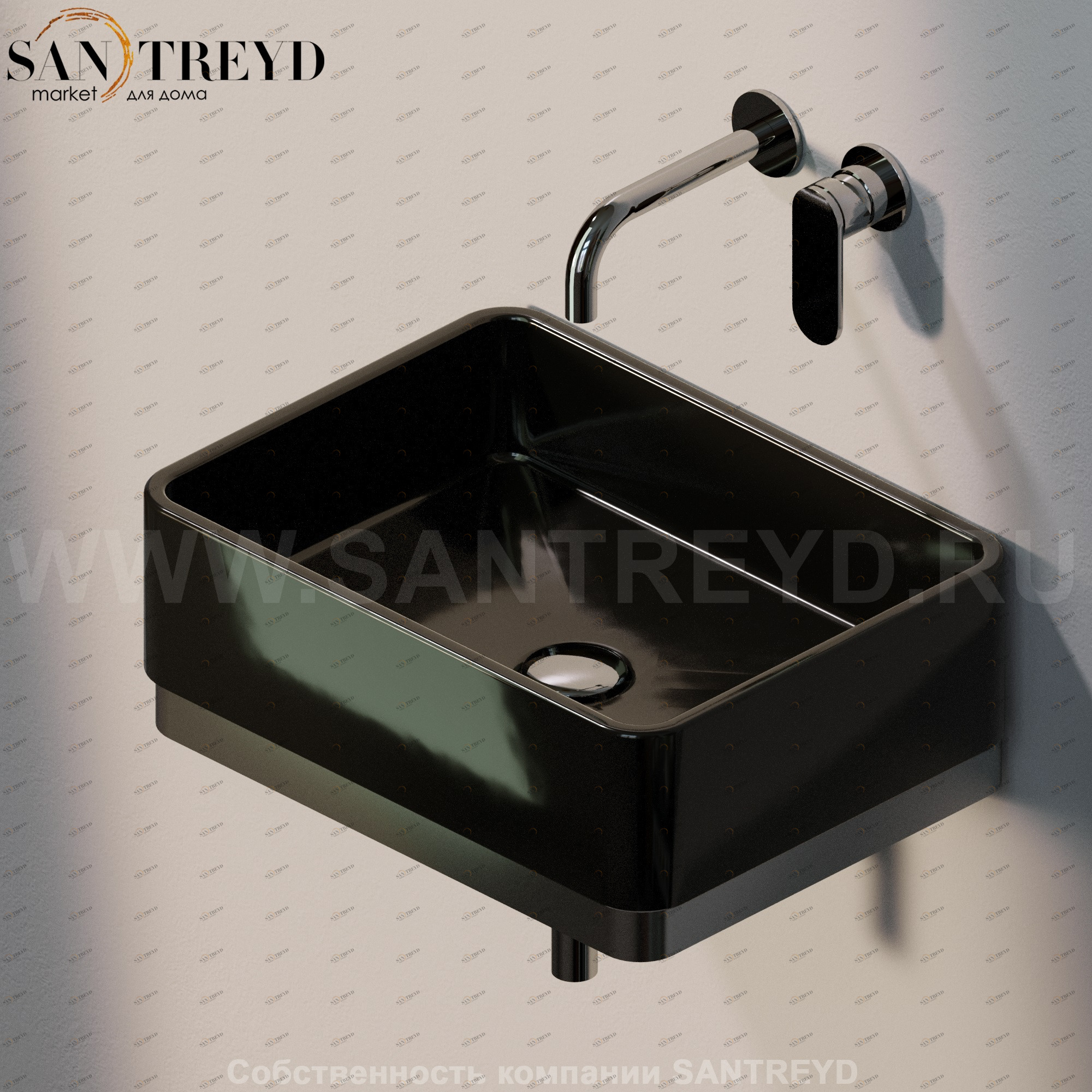 MWL489017 Подвесная раковина настенная прямоугольная Ceramica Flaminia Miniwash черная