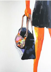 Картина на холсте 120х90 см "Сумочка" EVENHOME КАРТИНЫ МАСЛОМ 129829 Белый;оранжевый;черный