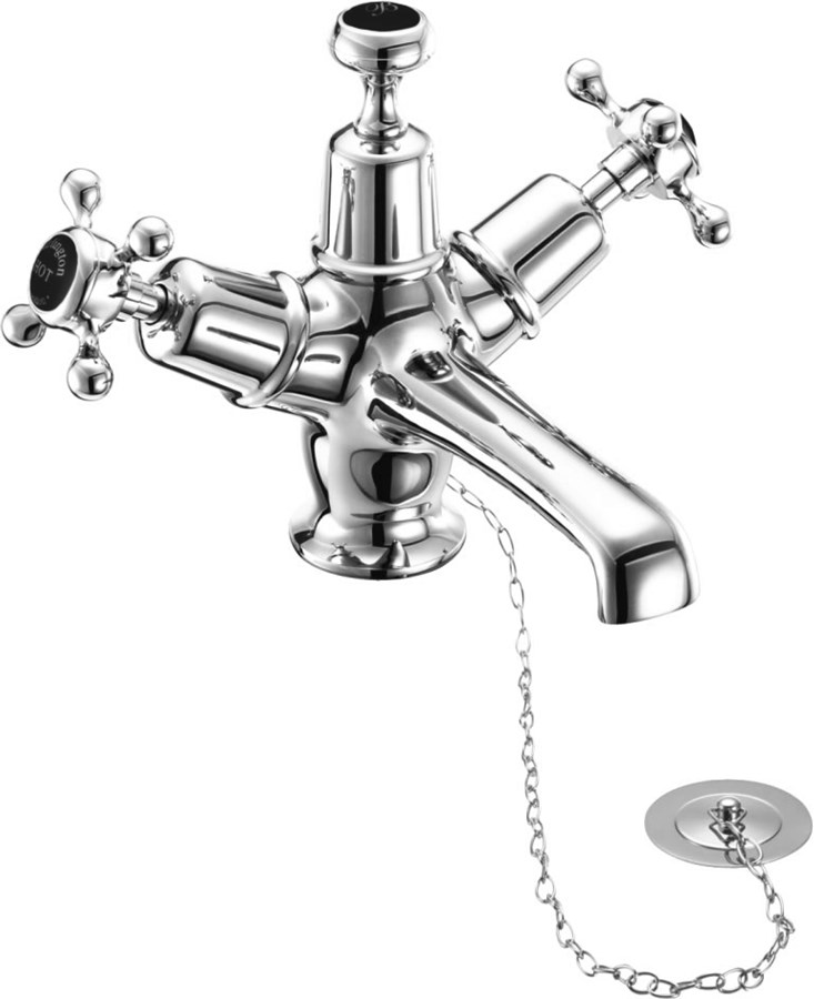 Burlington Смеситель для раковины Claremont со сливом Plug & Chain Четверть оборота с белым акцентом CL5-QT  - Вид №1