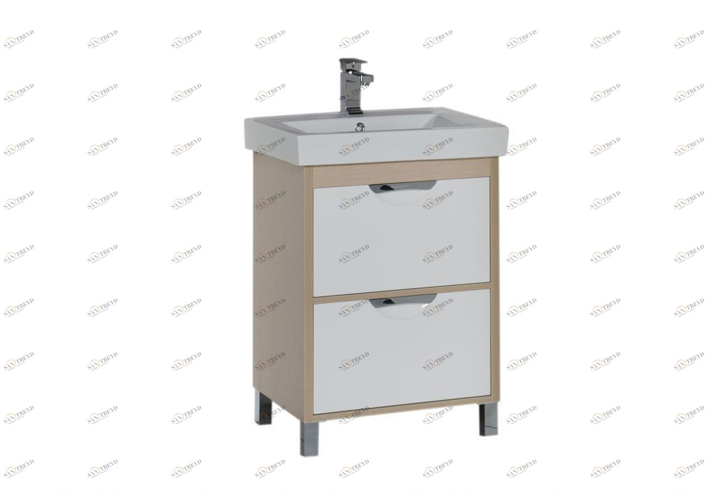 Тумба с раковиной Aquanet Гретта 60 светлый дуб (2 ящика) 0017155600169710