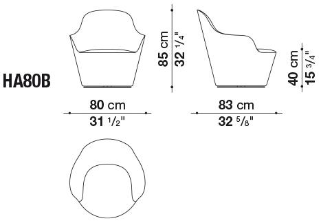 B&B Italia Кресло из ткани с подлокотниками Harbor Ha80b - Вид №3