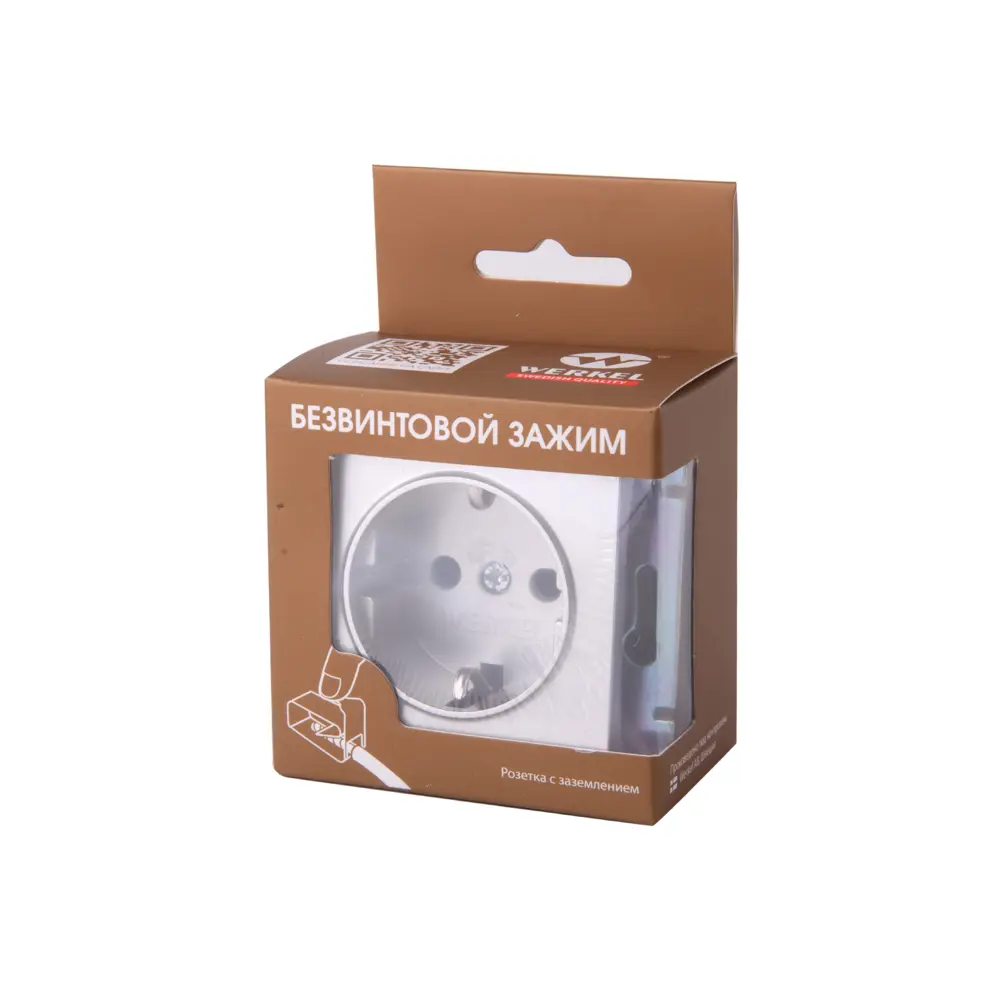 Розетка встраиваемая Werkel с заземлением цвет серебряный Встраиваемые механизмы STLM-2028143 - Вид №2