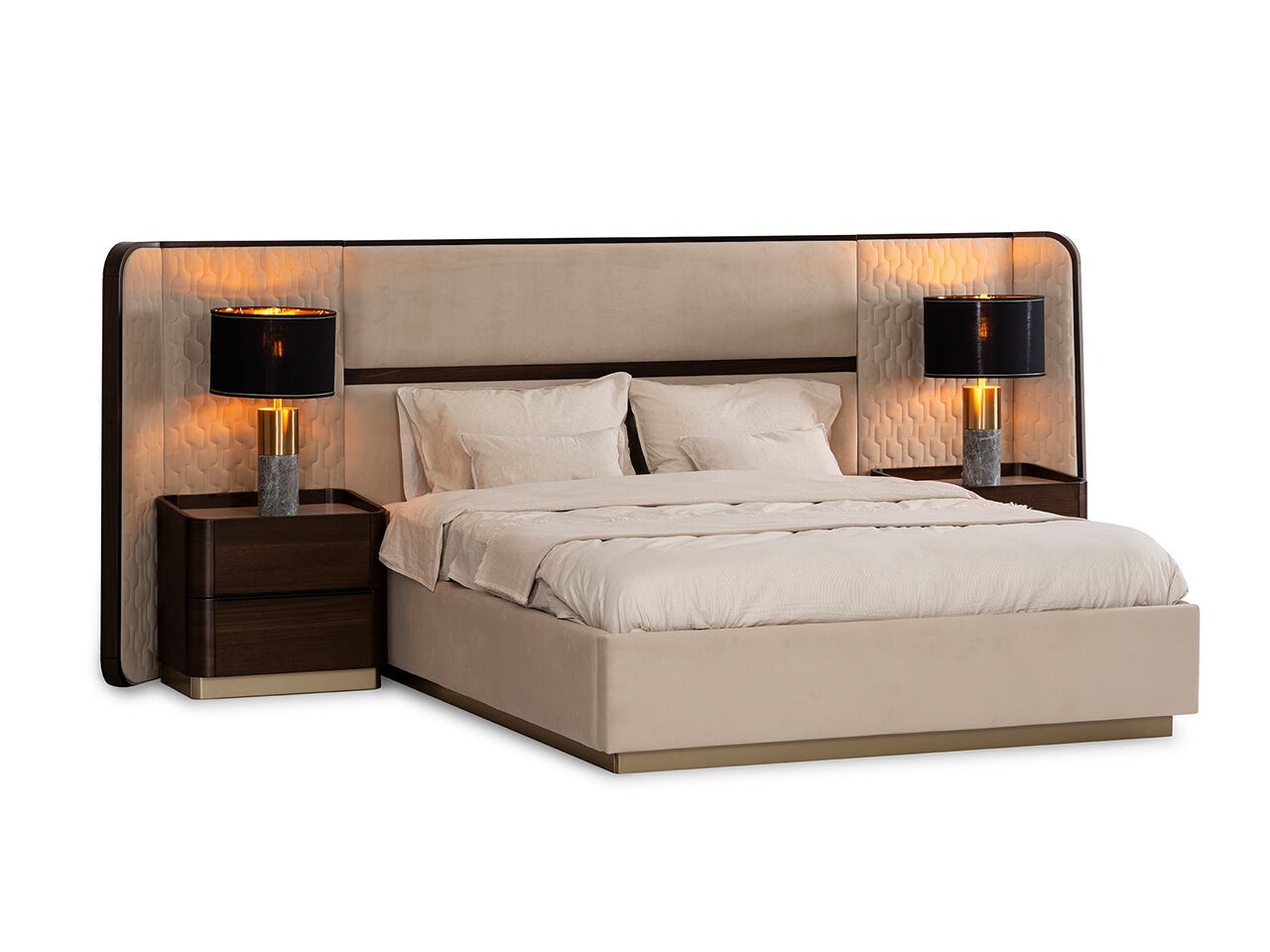 Двуспальная кровать для хранения ткани с мягким изголовьем NDESIGN Tawny ARCH-00136205 - Вид №1