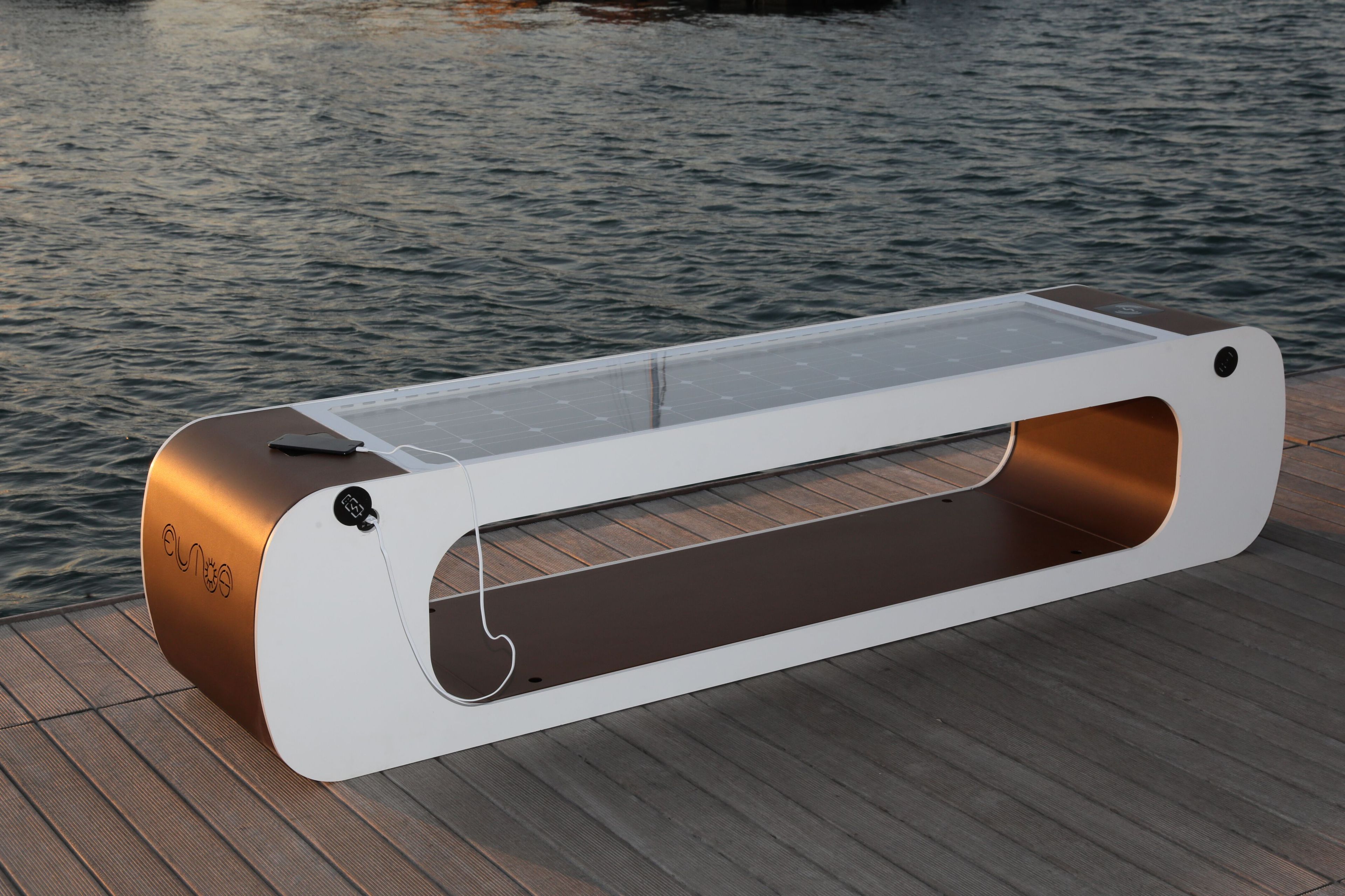 Стальная скамья без спинки с USB-разъемом со встроенным освещением CITYSì ELIOS ARCH-00072477 - Вид №8