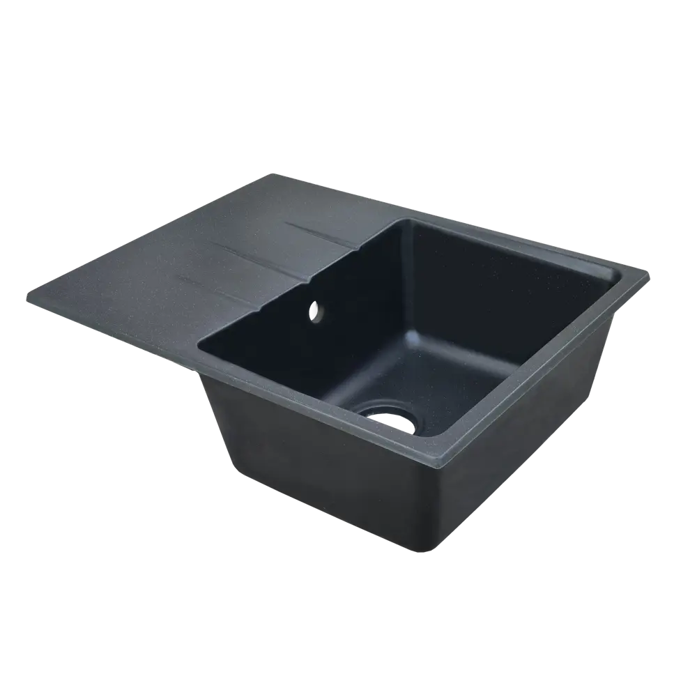 Кухонная мойка DELINIA с крылом 64×49 см, черный кварц 87806426 Мойка врезная STLM-1399309 - Вид №4