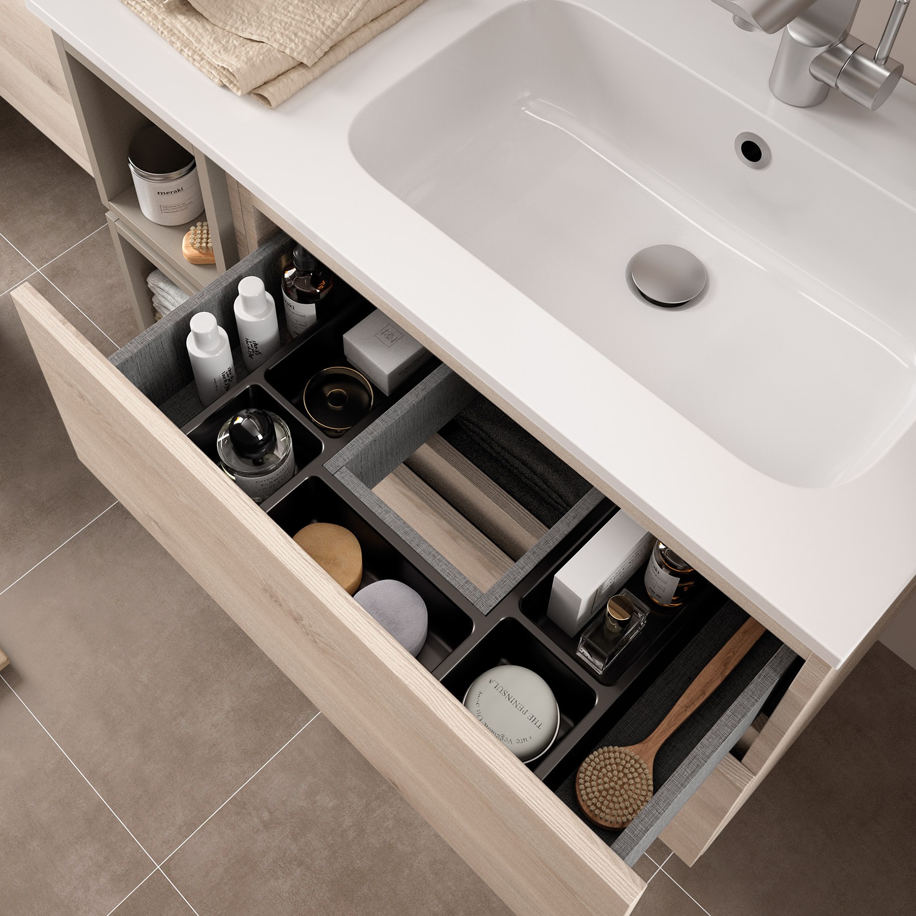 23333 SALGAR Мебель для умывальника FUSSION LINE 900 2 ящика NATURAL 897 x 540 x 450 мм Естественный - Вид №2