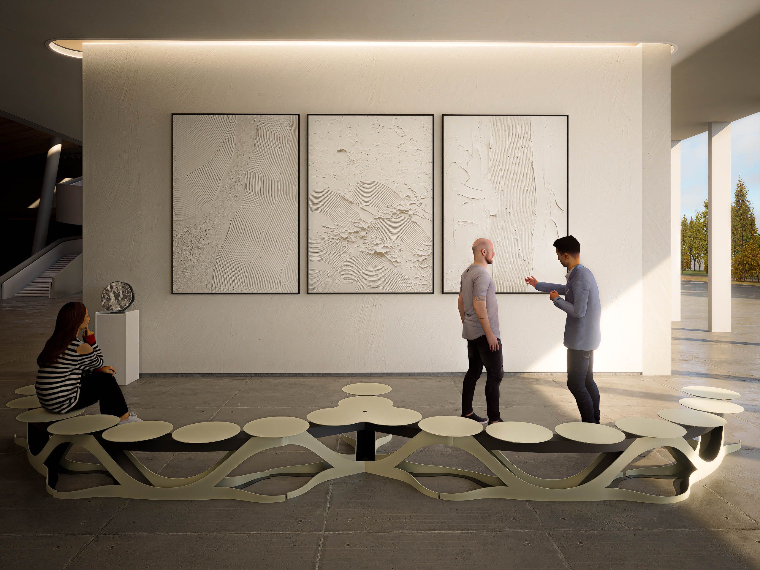 Модульная стальная скамья с порошковым покрытием на стержне CITYSì плющ ARCH-00144201 - Вид №8