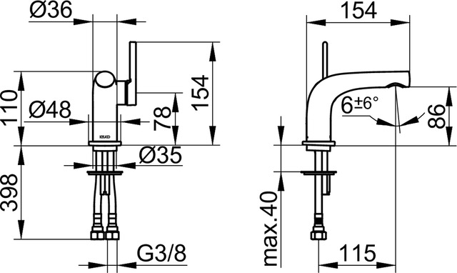 51504130100 Однорычажный смеситель для умывальника 80 KEUCO Edition 400 - Вид №2