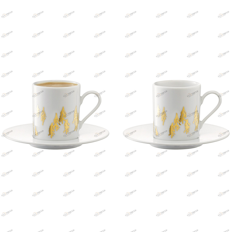 Набор из 2 чашек для кофе с блюдцами 0,1 л Fir metallic LSA INTERNATIONAL FIR METALLIC 00-3863553 Золото 