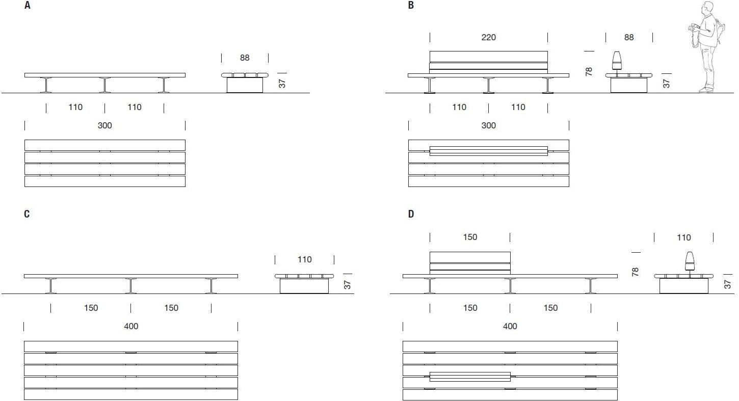 URBIDERMIS Скамья из ироко со спинкой sun-id-1387854 - Вид №6
