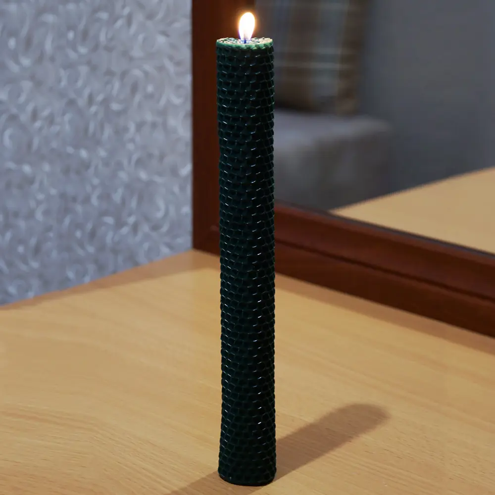 Свеча вощинная цилиндр зеленый мох 3x26 см EVIS STLM-2123582 - Вид №2