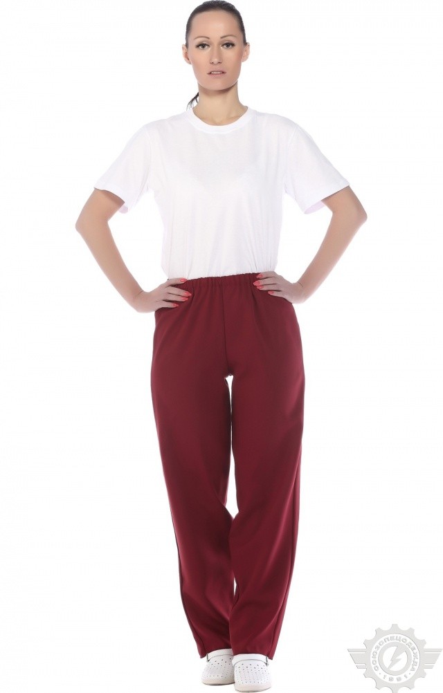 66078 Брюки ткань "Габардин" цвет бордо  Медицинская одежда  размер 60-62 Спецодежда  - Вид №5