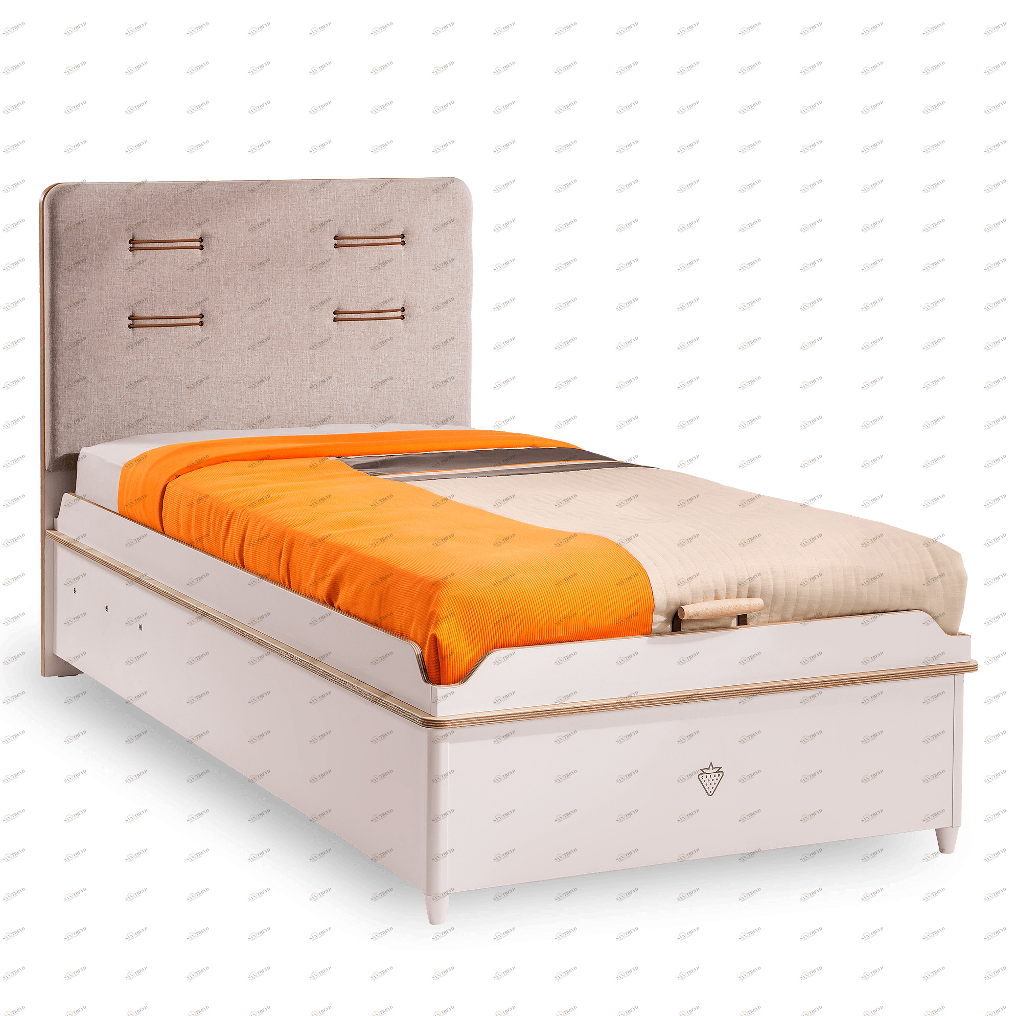 Кровать с подъемным механизмом белая односпальная 100х200 см Dynamic CILEK DYNAMIC 00-3832335 Белый;бежевый Santreyd 