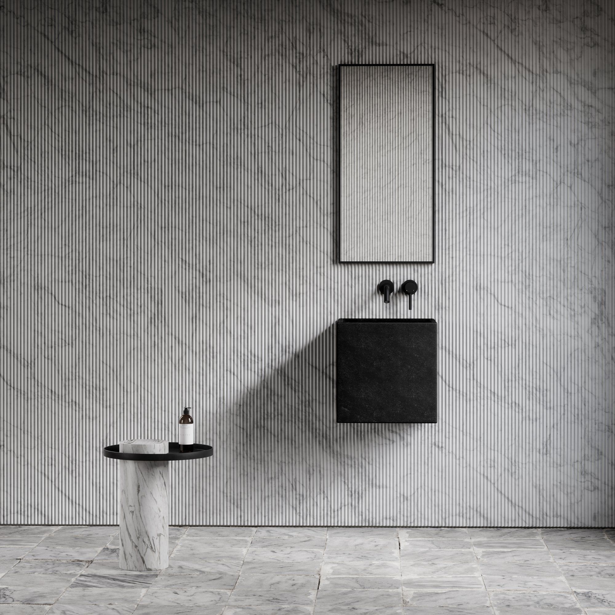 Мраморная квадратная одиночная подвесная раковина LUSSO CINO ARCH-00112014 - Вид №3