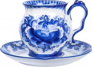 10618077 Гжельский фарфоровый завод Чайная пара "Голубая Рапсодия" нр (авт.работа) Фарфор