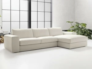 Felis 4-х местный тканевый диван с шезлонгом, обитый в современном стиле Evergreen