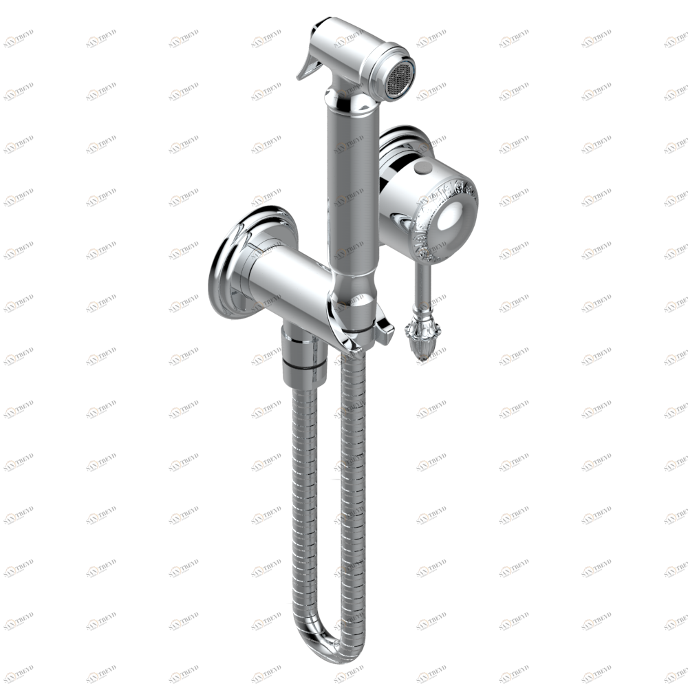 U97-5840/MBG Комплект для душа, включающий смеситель, армированный шланг 1 м 25 см, ручной душ с курковым распылителем, выход из стены и предохранительный запорный клапан Thg-paris Malmaison Howlite Хром U97 5840/MBG A02 CAT.A