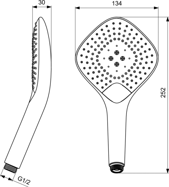 B1760AA Душевая лейка Ø125 мм для душа Ideal Standard IDEALRAIN EVO JET  - Вид №5