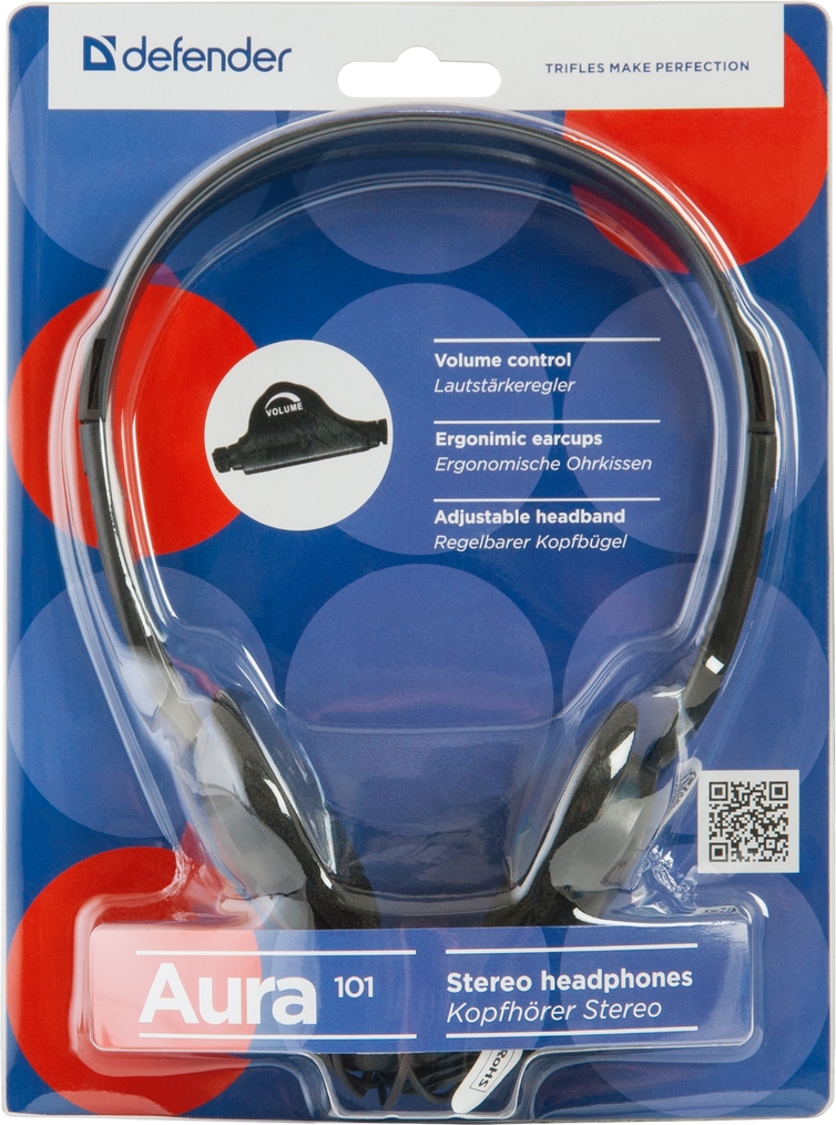 63101 наушники накладные aura 101 черный, кабель 1,8 м Defender Santreyd  - Вид №1