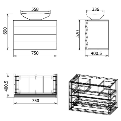 Тумба подвесная Plani, цвет венге Хром ORANGE sun-id-1516945 - Вид №7