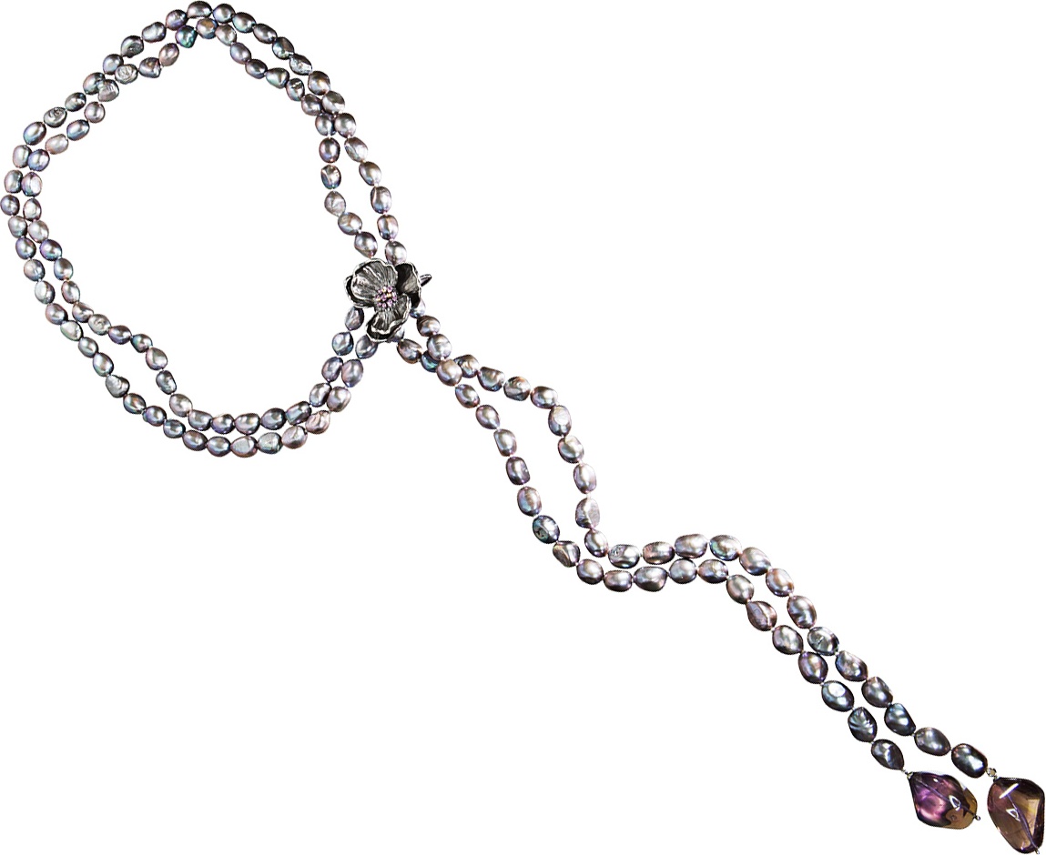 10592432 Michael Aram Колье "Орхидея" (серебро, 925пр, жемчуг, аметрин) Серебро 925 