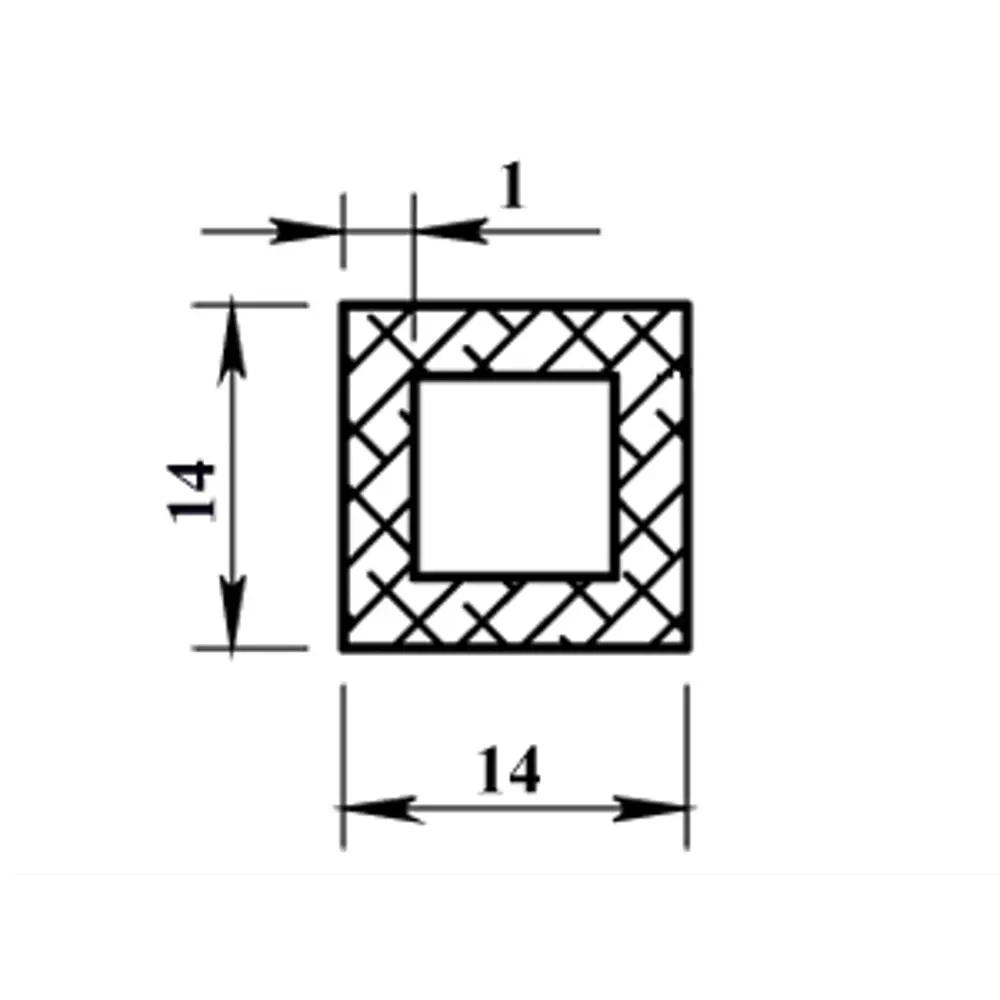 Профиль алюминиевый квадратный трубчатый 14х14х1x2000 мм Santreyd STLM-2113209 - Вид №3