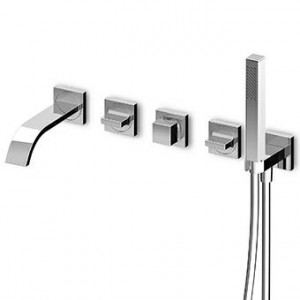 ZA5746 - R99505 Встраиваемая группа ванна-душ, настенный переключатель, ручной душ квадратный из латуни Z94178, гибкий 1500 мм, соединения. Zucchetti Aguablu