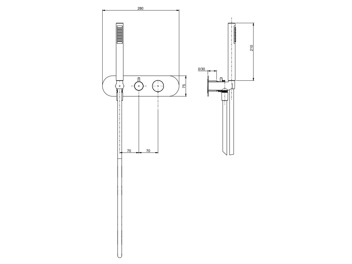 Однорычажный смеситель для душа с 3 отверстиями и ручным душем Rubinetterie Frattini Pepe XL ARCH-00030922 - Вид №7