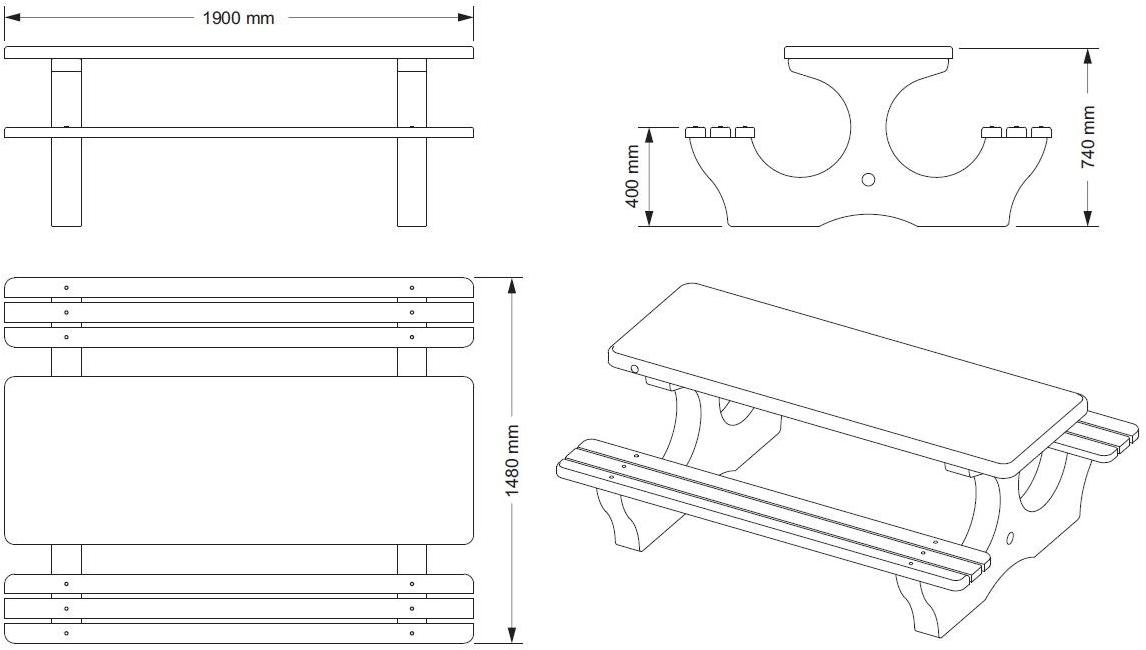 ENCHO ENCHEV - ETE Стол для пикника из бетона и дерева  116  - Вид №5