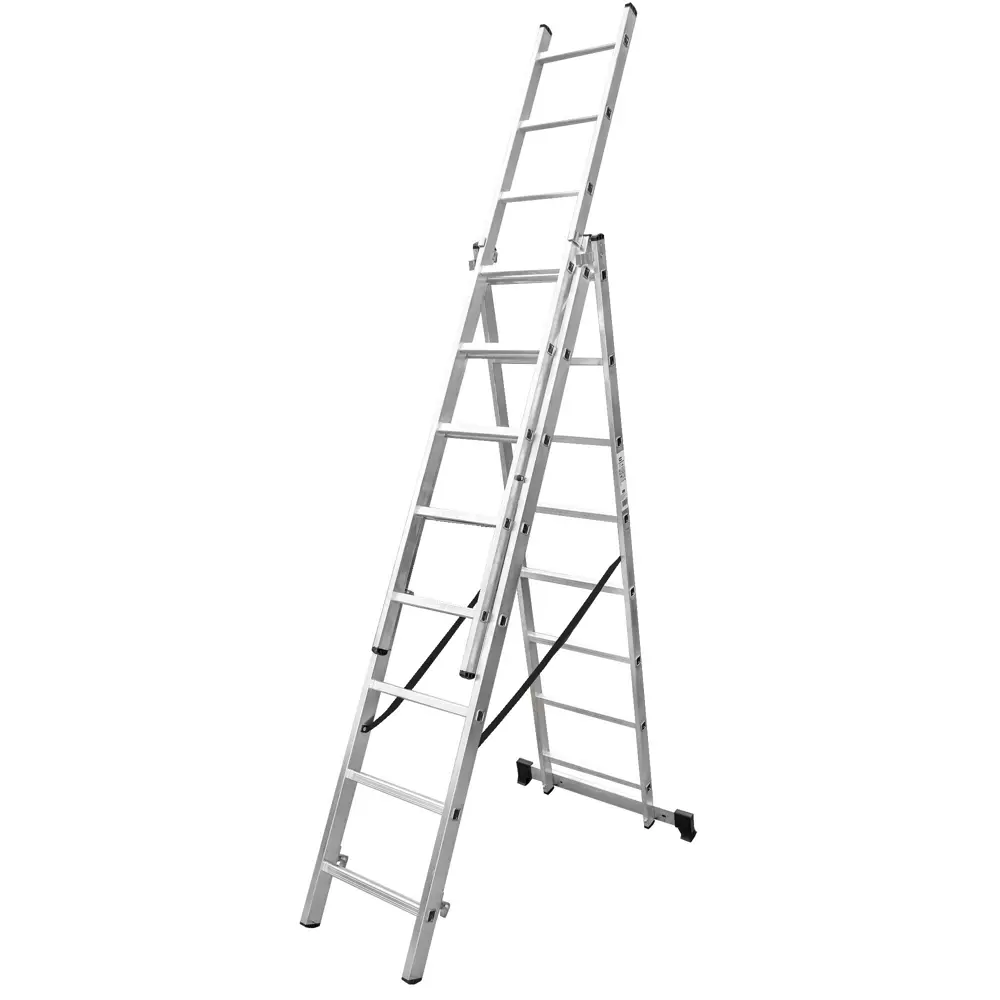 Лестница раскладная выдвижная 3-секционная Standers до 5.91м 8 ступеней STLM-2066191 - Вид №1