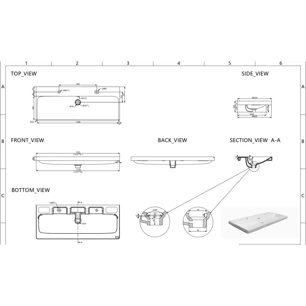 KONSENSA Teano — двойная раковина 121 см для комфорта вдвоём 89399653 STLM-1576687 - Вид №9