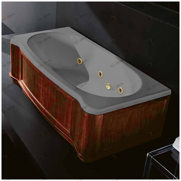 Ванна Gruppo treesse New Classic Young STD-V6747-SX-WO-SEZ серая с золотой фурнитурой и гидромассажем прямоугольная левая деревянная панель орех STDV6747SXWOSEZ