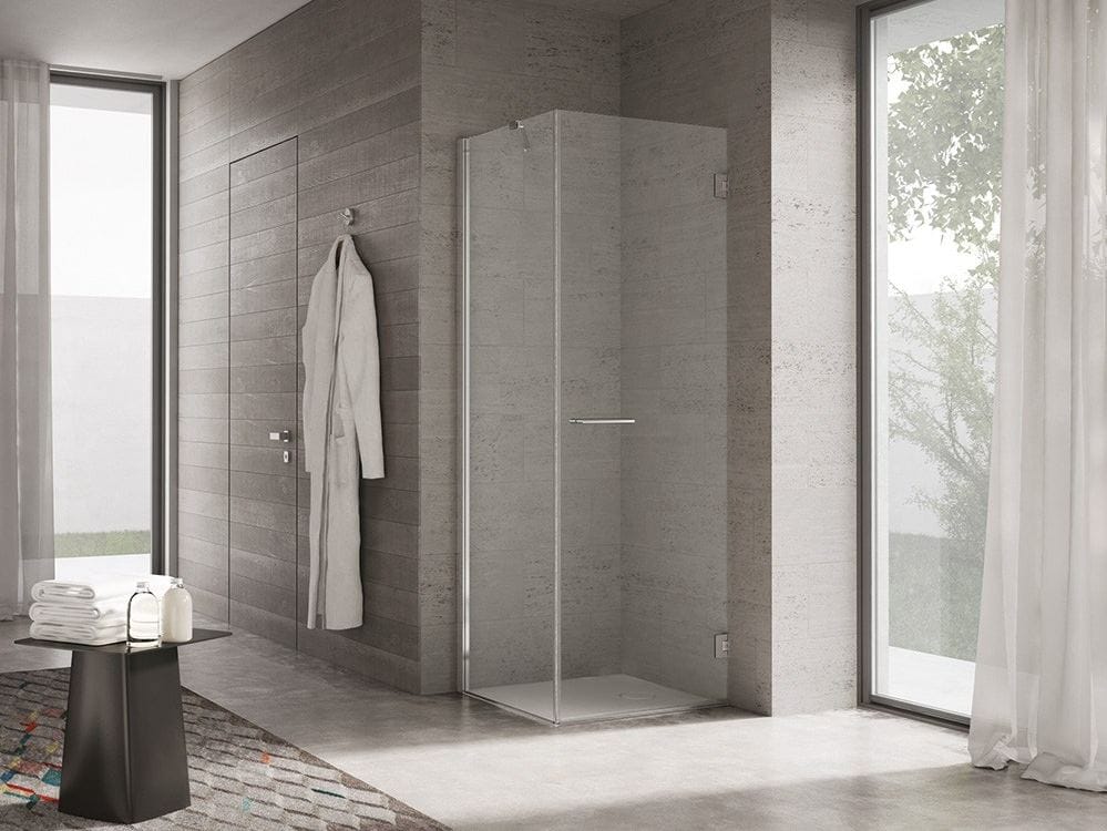 Стеклянная угловая душевая кабина с распашной дверью DISENIA проект ARCH-00131157 - Вид №1