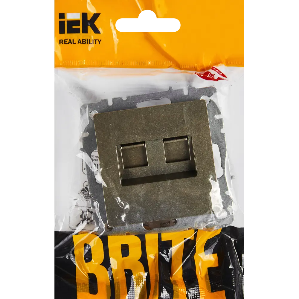 Компьютерная розетка двойная встраиваемая IEK Brite РК10-2-БрШ RJ45 UTP cat 5e цвет шампань 87761636 STLM-2161135 - Вид №4