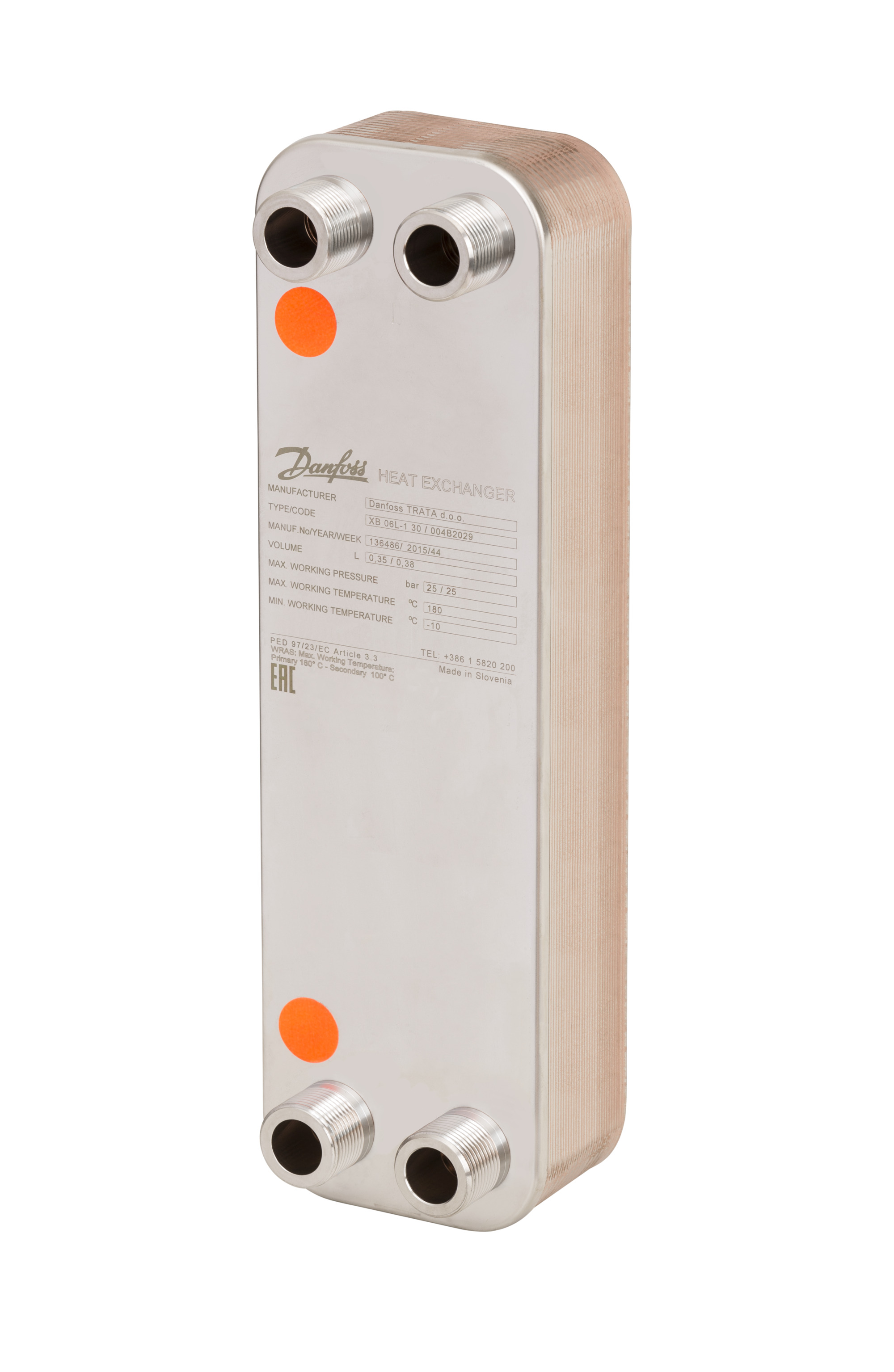 Danfoss Паяный пластинчатый теплообменник серии XB06 XB 06L-1 40 паяный пласт. теплообменник 004B2031  - Вид №14