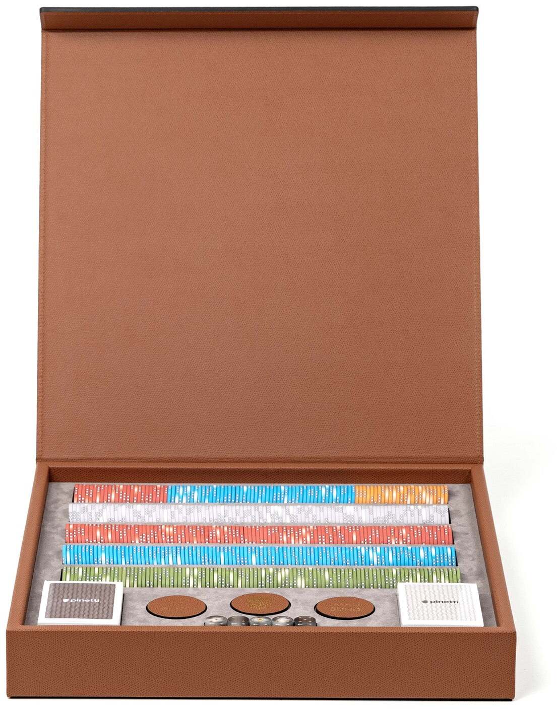 Набор для игры в покер - 42X42XH6 см/тканая кожа_кремовый