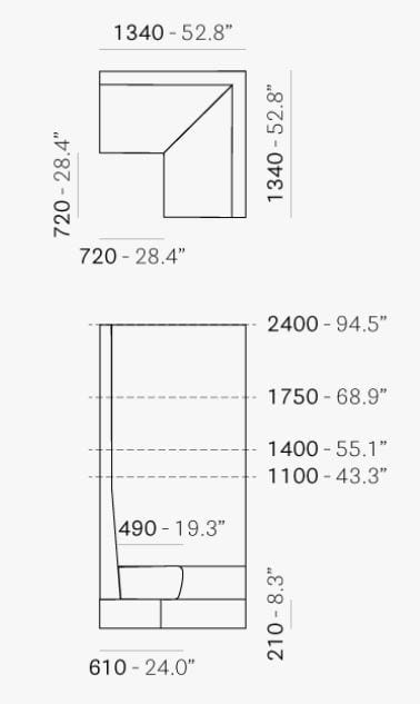 Модульный угловой диван из ткани с высокой спинкой Pedrali ARCH-00057083 - Вид №4