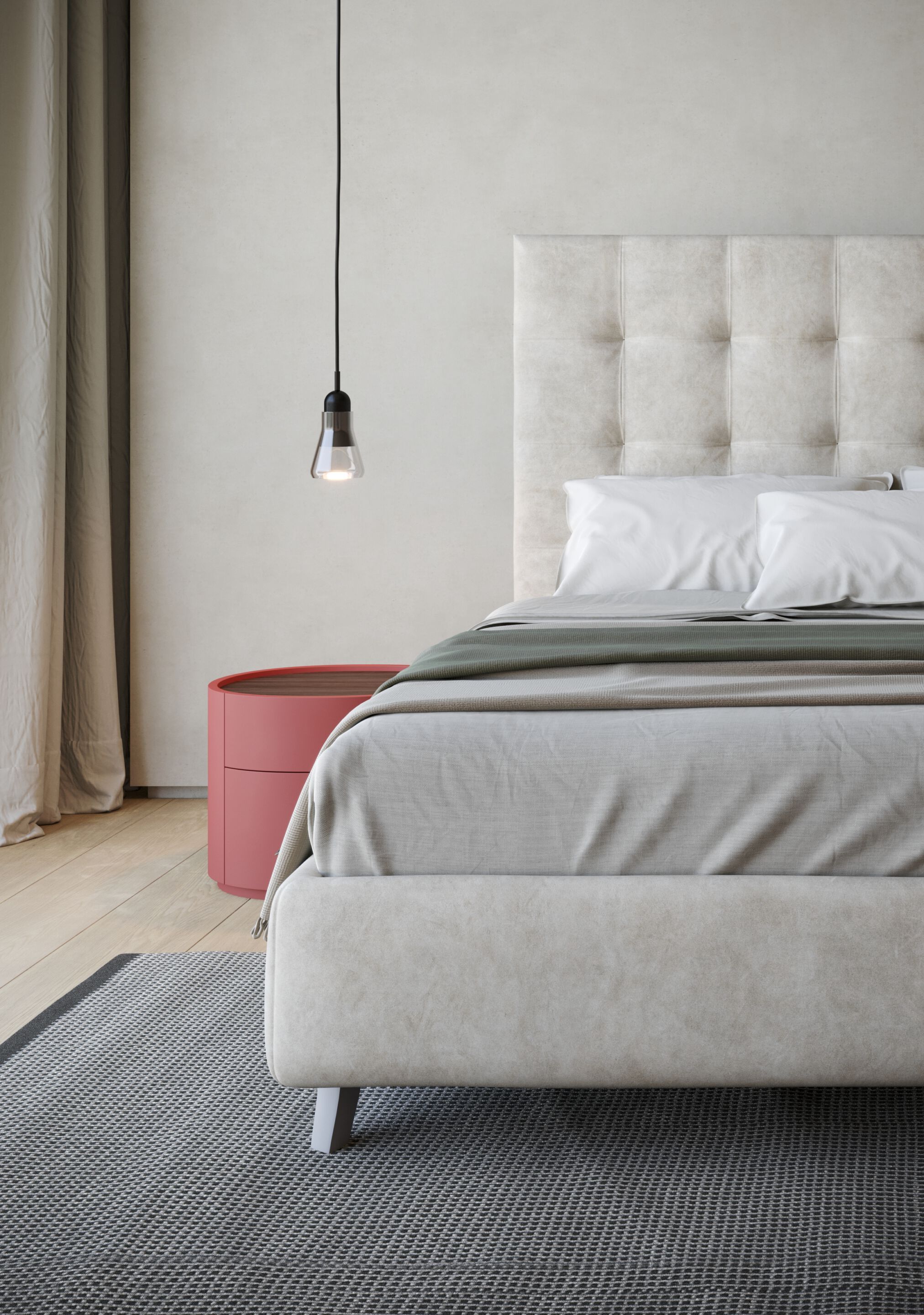 Кожаная двуспальная кровать-контейнер с капитонным изголовьем Giessegi BROOKLYN ARCH-00004977